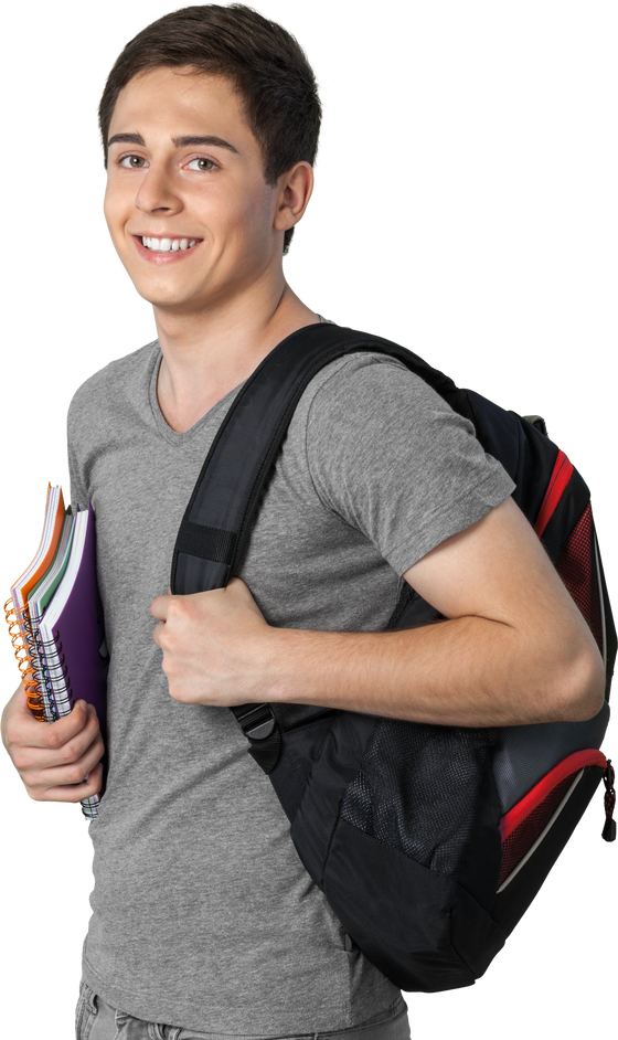 Portrait of Smiling Student with Backpack