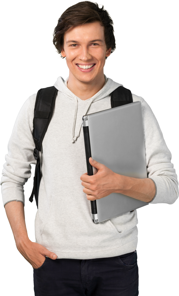 Happy Smiling College Student with Laptop