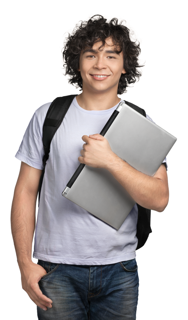 Student with Backpack and Laptop